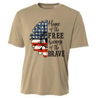 Home Of The Free Because Of The Brave Patriotic Flower Cooling Performance Crew T-Shirt