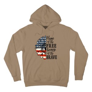 Home Of The Free Because Of The Brave Patriotic Flower Hoodie