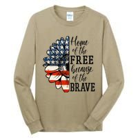 Home Of The Free Because Of The Brave Patriotic Flower Tall Long Sleeve T-Shirt