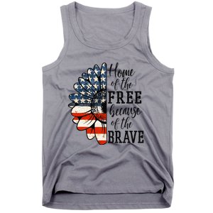 Home Of The Free Because Of The Brave Patriotic Flower Tank Top