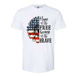 Home Of The Free Because Of The Brave Patriotic Flower Softstyle CVC T-Shirt