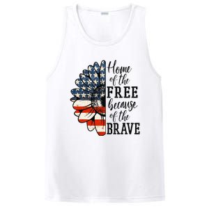 Home Of The Free Because Of The Brave Patriotic Flower PosiCharge Competitor Tank