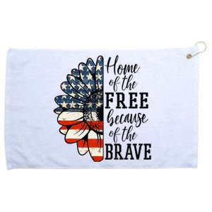 Home Of The Free Because Of The Brave Patriotic Flower Grommeted Golf Towel