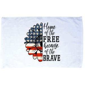 Home Of The Free Because Of The Brave Patriotic Flower Microfiber Hand Towel