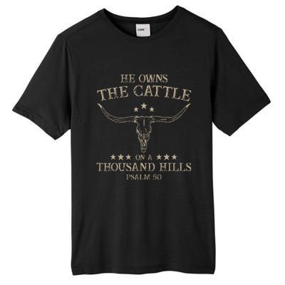 He Owns The Cattle On A Thousand Hills Psalm 50 Vintage Cow Tall Fusion ChromaSoft Performance T-Shirt