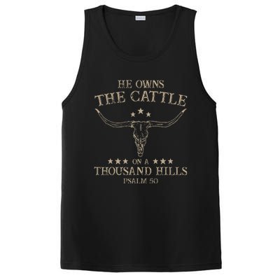 He Owns The Cattle On A Thousand Hills Psalm 50 Vintage Cow PosiCharge Competitor Tank