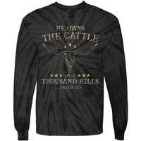 He Owns The Cattle On A Thousand Hills Psalm 50 Vintage Cow Tie-Dye Long Sleeve Shirt