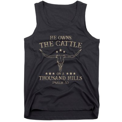 He Owns The Cattle On A Thousand Hills Psalm 50 Vintage Cow Tank Top