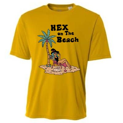 Hex On The Beach Hello Summer Vibes Beach Vacay Retro 70s Gift Cooling Performance Crew T-Shirt