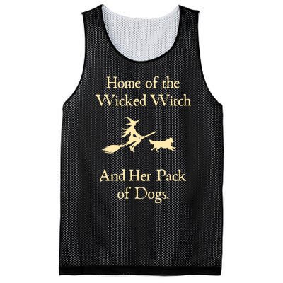 Home Of The Wicked Witch And Her Pack Of Dog Funny Halloween Mesh Reversible Basketball Jersey Tank