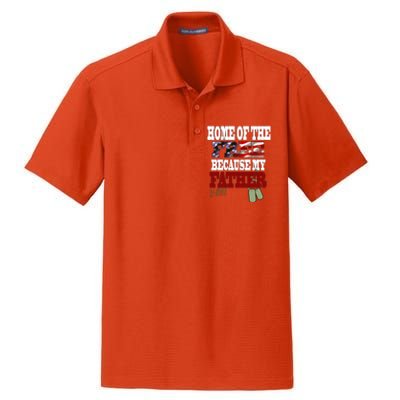 Home Of The Free Because My Father Is Brave Gift Dry Zone Grid Polo