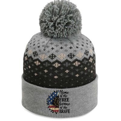 Home Of The Free Because Of The Brave The Baniff Cuffed Pom Beanie