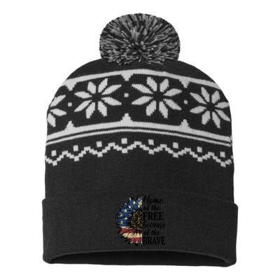 Home Of The Free Because Of The Brave USA-Made Snowflake Beanie