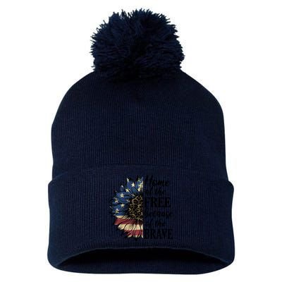 Home Of The Free Because Of The Brave Pom Pom 12in Knit Beanie