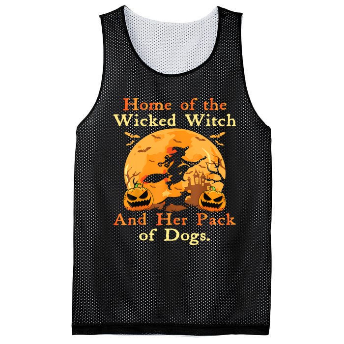 Home Of The Wicked Witch And Her Pack Of Dog Funny Halloween Mesh Reversible Basketball Jersey Tank