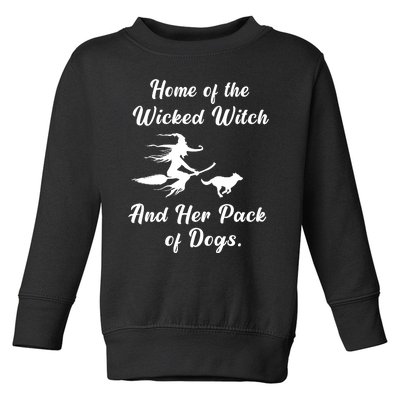 Home Of The Wicked Witch And Her Pack Of Dog Funny Halloween Toddler Sweatshirt