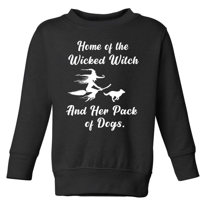 Home Of The Wicked Witch And Her Pack Of Dog Funny Halloween Toddler Sweatshirt