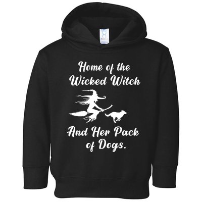 Home Of The Wicked Witch And Her Pack Of Dog Funny Halloween Toddler Hoodie