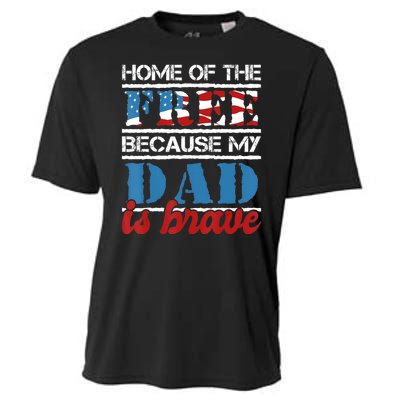 Home Of The Free Because My Dad Is Brave Us Army Veteran Cooling Performance Crew T-Shirt