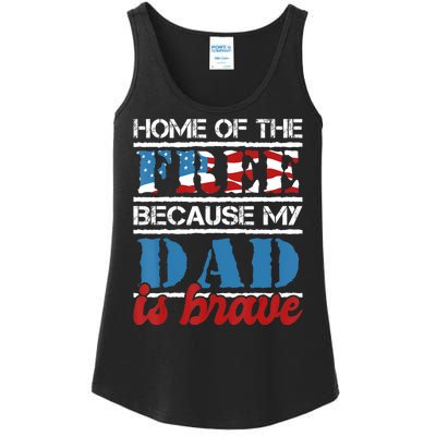 Home Of The Free Because My Dad Is Brave Us Army Veteran Ladies Essential Tank