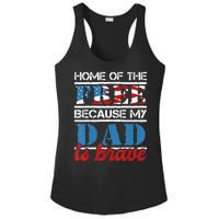 Home Of The Free Because My Dad Is Brave Us Army Veteran Ladies PosiCharge Competitor Racerback Tank