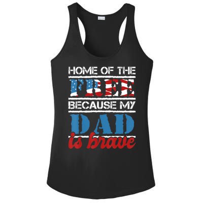 Home Of The Free Because My Dad Is Brave Us Army Veteran Ladies PosiCharge Competitor Racerback Tank