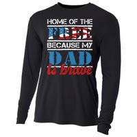 Home Of The Free Because My Dad Is Brave Us Army Veteran Cooling Performance Long Sleeve Crew