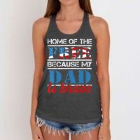 Home Of The Free Because My Dad Is Brave Us Army Veteran Women's Knotted Racerback Tank