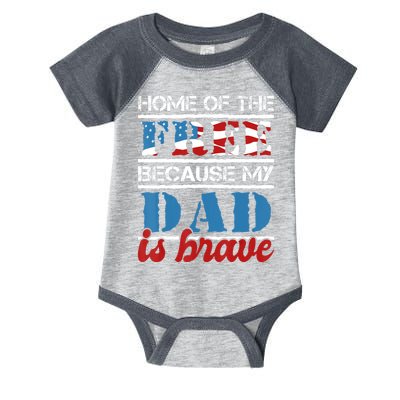 Home Of The Free Because My Dad Is Brave Us Army Veteran Infant Baby Jersey Bodysuit