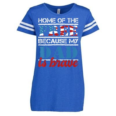 Home Of The Free Because My Dad Is Brave Us Army Veteran Enza Ladies Jersey Football T-Shirt