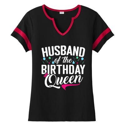 Husband Of The Birthday Queen Wife Birthday Ladies Halftime Notch Neck Tee