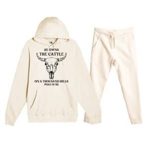 He Owns The Cattle On A Thousand Hills Psalm 50 Premium Hooded Sweatsuit Set