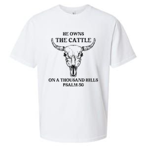 He Owns The Cattle On A Thousand Hills Psalm 50 Sueded Cloud Jersey T-Shirt