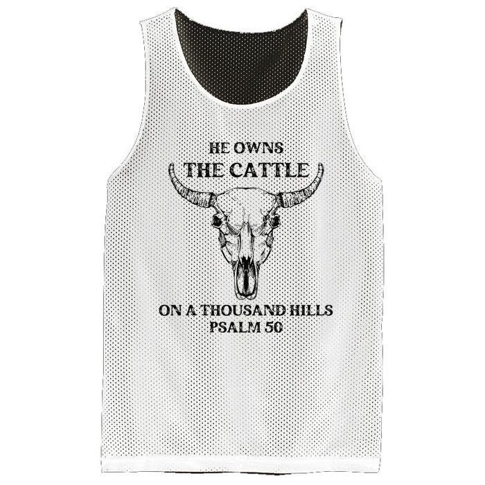 He Owns The Cattle On A Thousand Hills Psalm 50 Mesh Reversible Basketball Jersey Tank