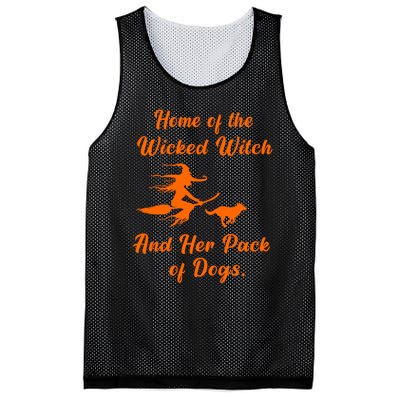 Home Of The Wicked Witch And Her Pack Of Dog Funny Halloween Mesh Reversible Basketball Jersey Tank