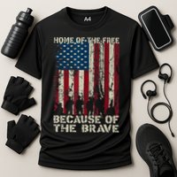 Home Of The Free Because Of The Brave American Flag Cooling Performance Crew T-Shirt