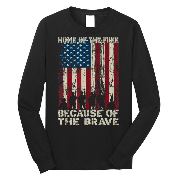 Home Of The Free Because Of The Brave American Flag Long Sleeve Shirt