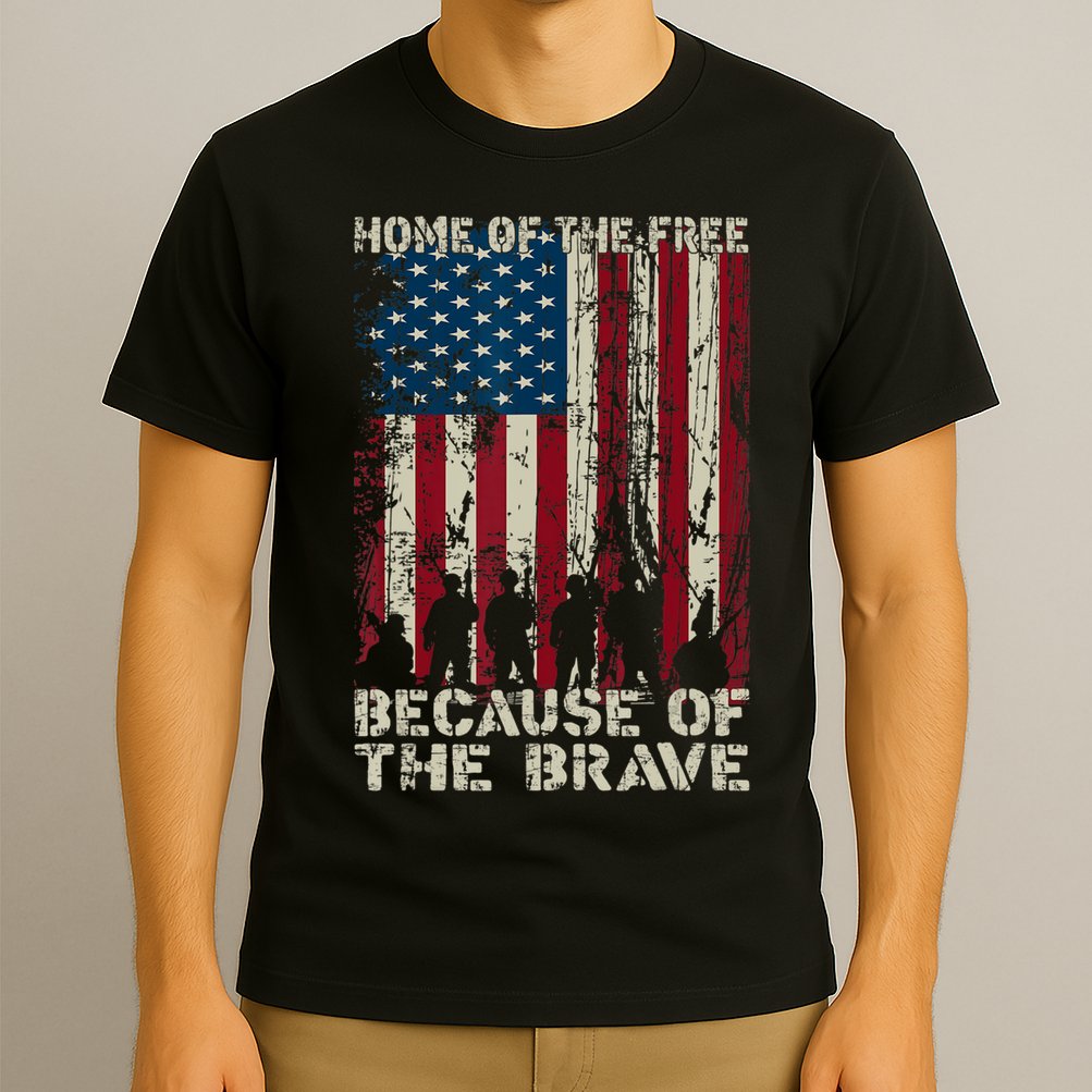 Home Of The Free Because Of The Brave American Flag T-Shirt