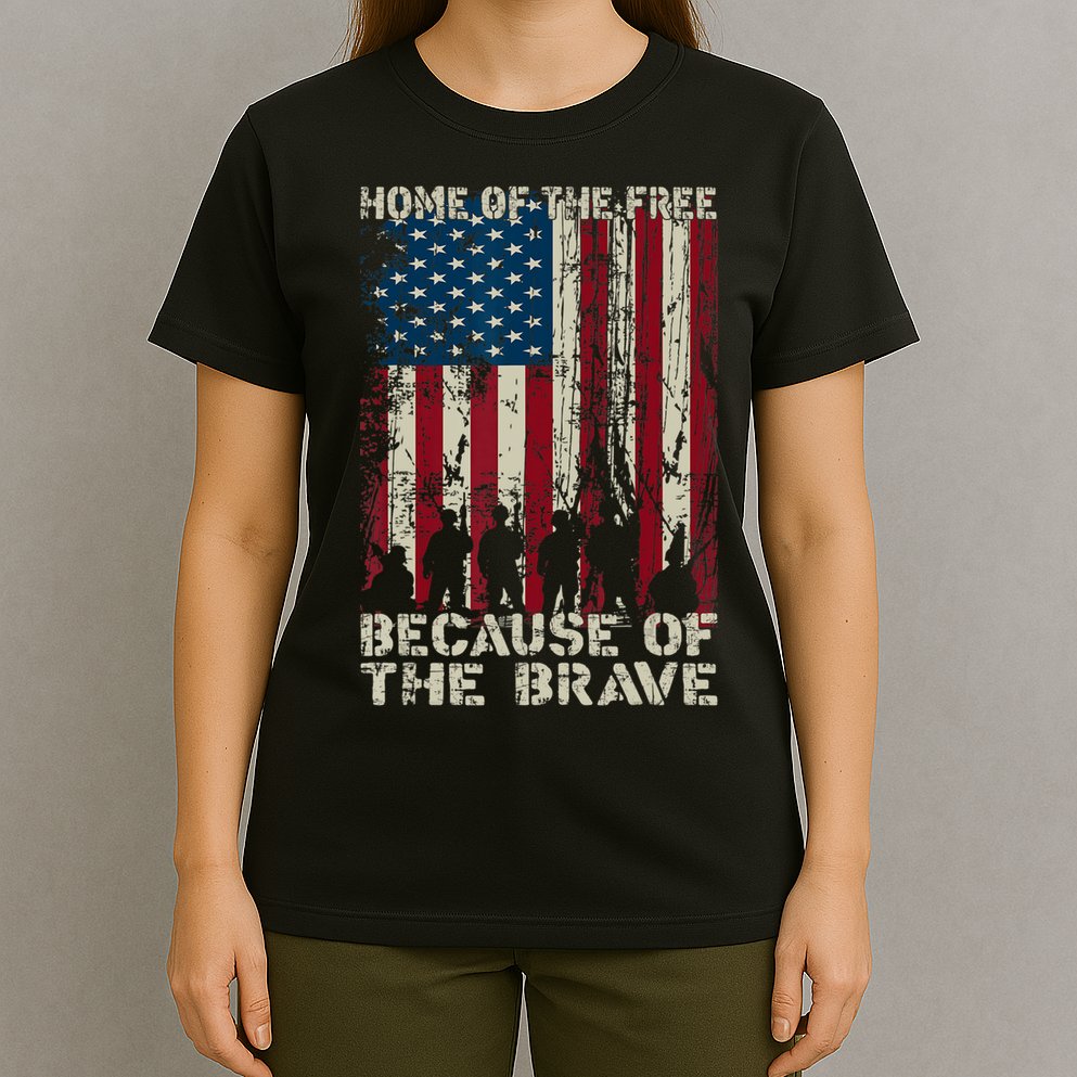 Home Of The Free Because Of The Brave American Flag T-Shirt