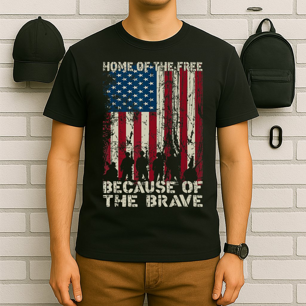 Home Of The Free Because Of The Brave American Flag T-Shirt