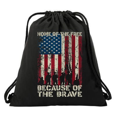 Home Of The Free Because Of The Brave American Flag Drawstring Bag