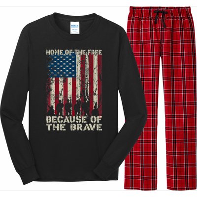 Home Of The Free Because Of The Brave American Flag Long Sleeve Pajama Set