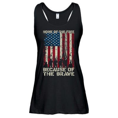 Home Of The Free Because Of The Brave American Flag Ladies Essential Flowy Tank