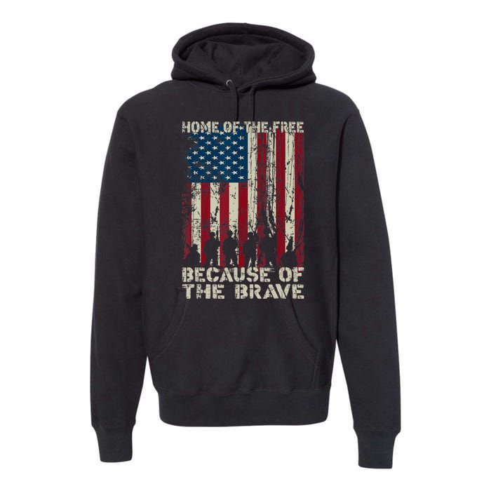 Home Of The Free Because Of The Brave American Flag Premium Hoodie