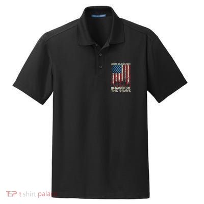 Home Of The Free Because Of The Brave American Flag Dry Zone Grid Polo