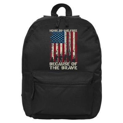 Home Of The Free Because Of The Brave American Flag 16 in Basic Backpack