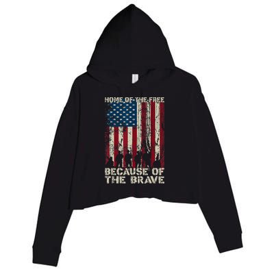 Home Of The Free Because Of The Brave American Flag Crop Fleece Hoodie