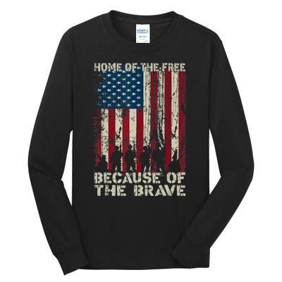 Home Of The Free Because Of The Brave American Flag Tall Long Sleeve T-Shirt