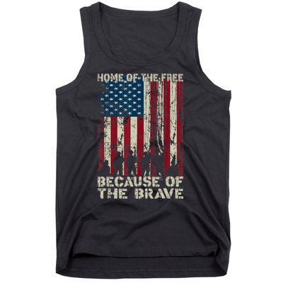 Home Of The Free Because Of The Brave American Flag Tank Top