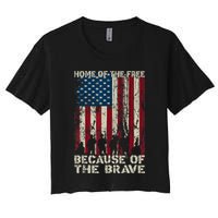 Home Of The Free Because Of The Brave American Flag Women's Crop Top Tee
